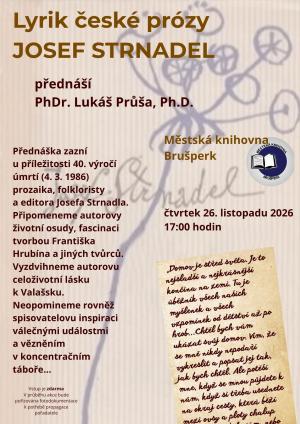 Literární přednáška - Lyrik české prózy Josef Strnadel